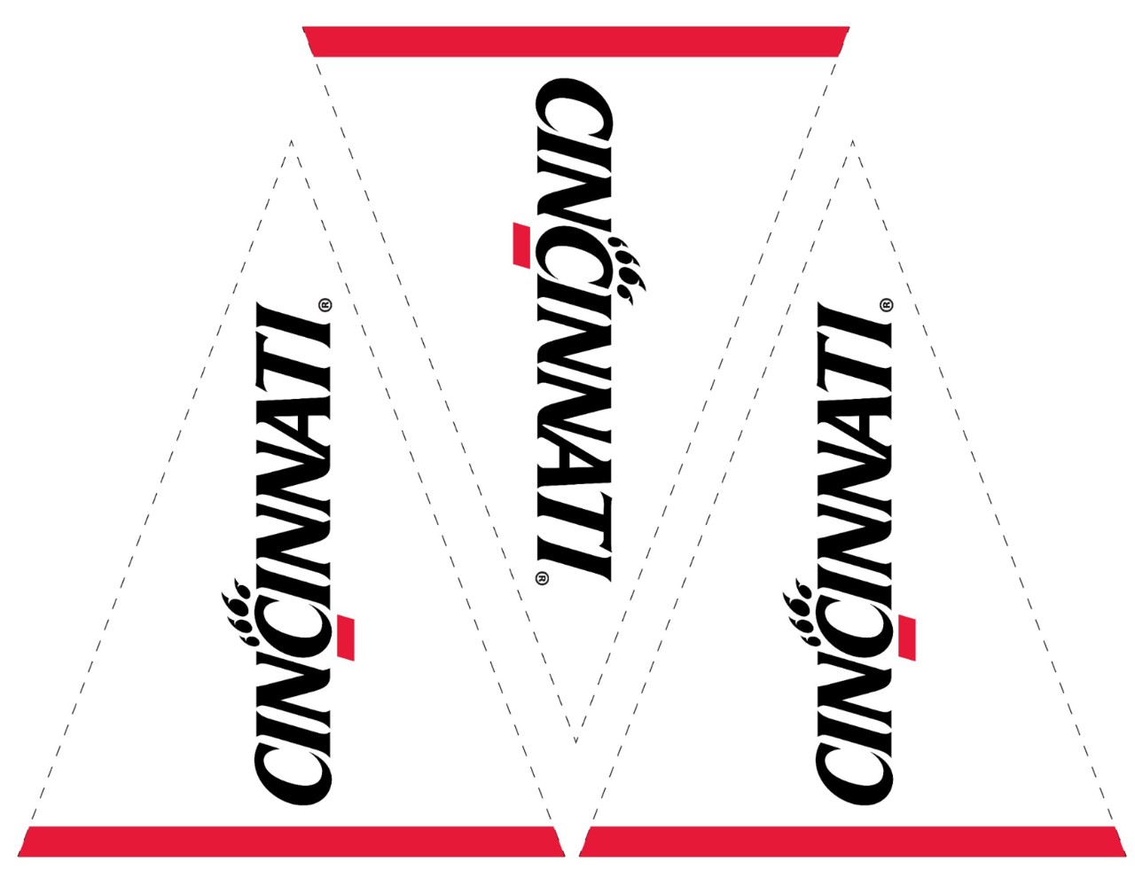 3 White Pennants Pintable Cutout